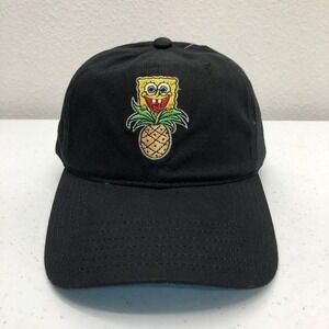 SpongeBob SquarePants Hat Cap Strap Back Mens One Size Black Pineapple Cartoon